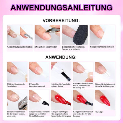 240er Set Falsche Fußnägel French Design Weiß