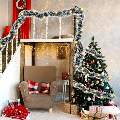 Weihnachtsgirlande 10M Grün Weiß Tannengirlande Deko für Weihnachten Outdoor