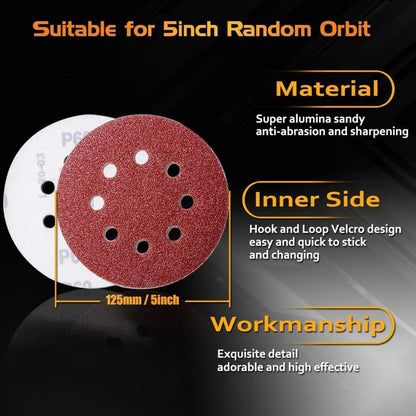 100x Schleifscheiben 125mm Klett 8 Loch 40er Körnung Exzenterschleifer