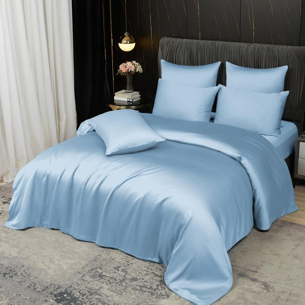 Bambus Bettwäsche Set 200x220 cm - Kühlend & Atmungsaktiv Himmelblau