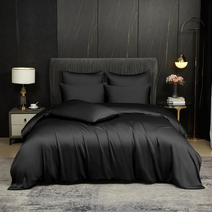 Bambus Bettwäsche Set 200x200 cm | Atmungsaktiv & Kühlend Schwarz