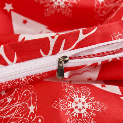 Weihnachts Bettwäsche Set 200x220 cm Rot Elch Motiv