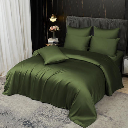 Bambus Bettwäsche Set 220x240 cm Olivgrün – Kühlend & Atmungsaktiv