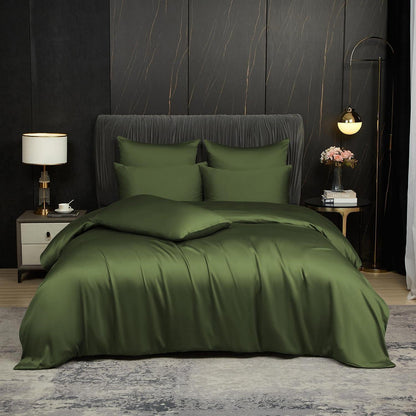 Bambus Bettwäsche Set 220x240 cm Olivgrün – Kühlend & Atmungsaktiv