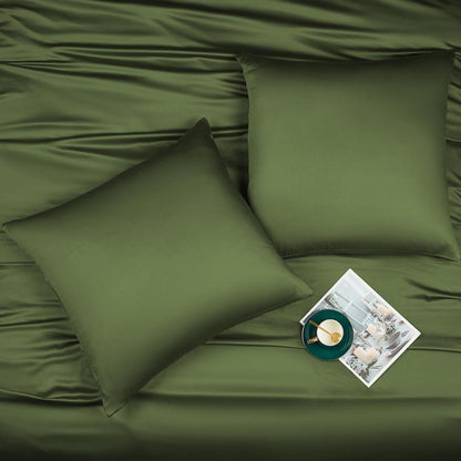 Bambus Bettwäsche Set 220x240 cm Olivgrün – Kühlend & Atmungsaktiv