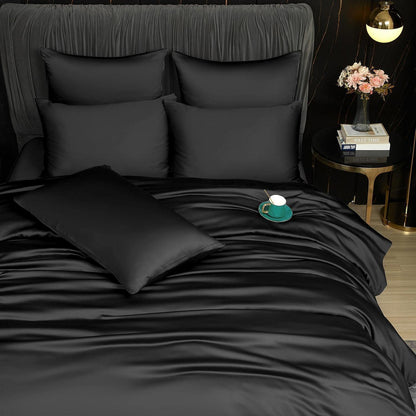 Bambus Bettwäsche Set 200x220 cm Schwarz – Kühlend & Atmungsaktiv
