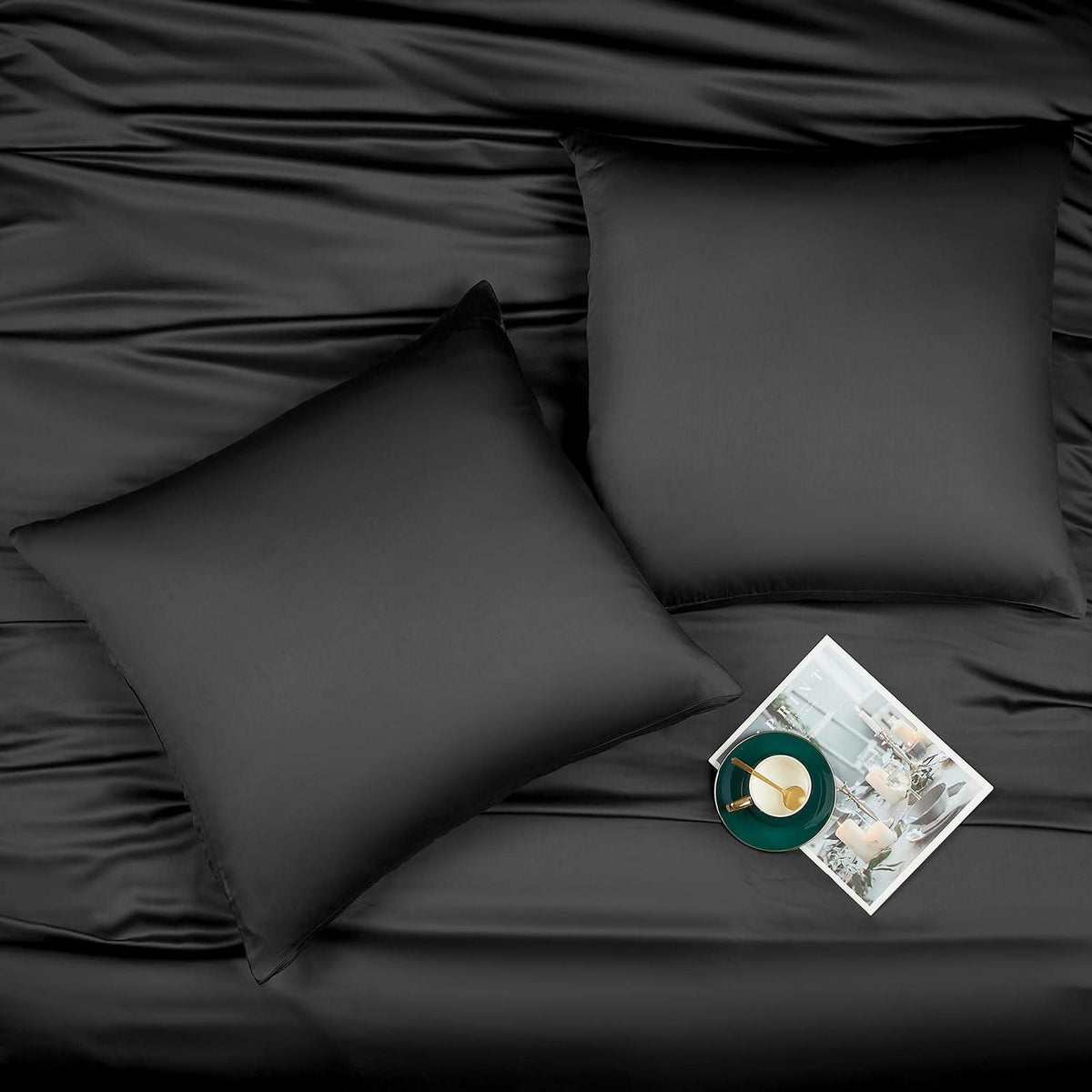 Bambus Bettwäsche Set 200x220 cm Schwarz – Kühlend & Atmungsaktiv