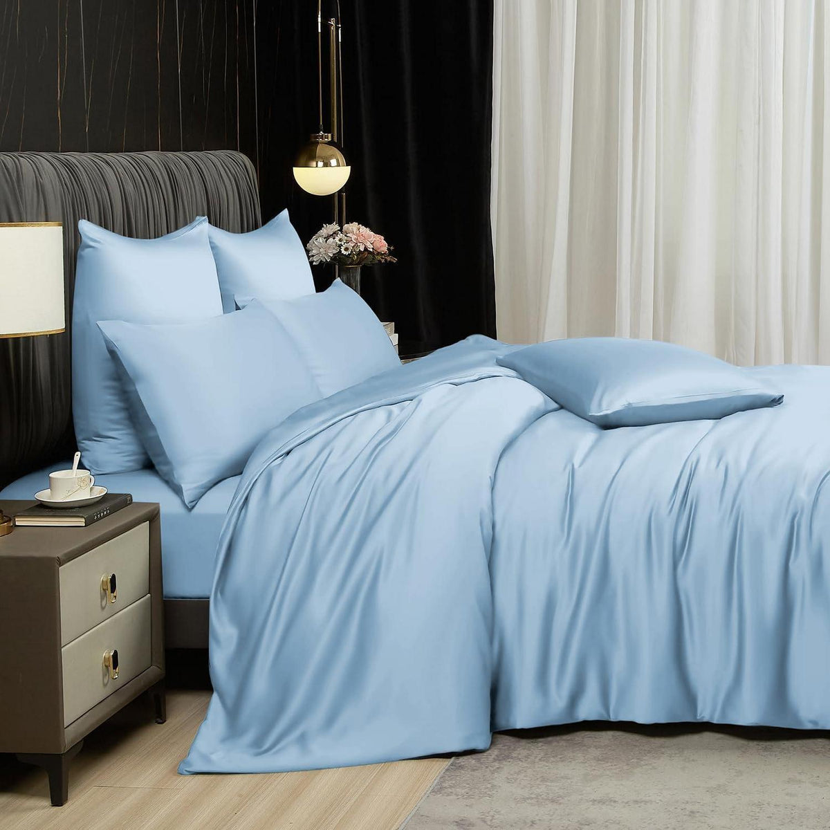 Bambus Bettwäsche 200x200 cm - Kühlend & Atmungsaktiv, Himmelblau