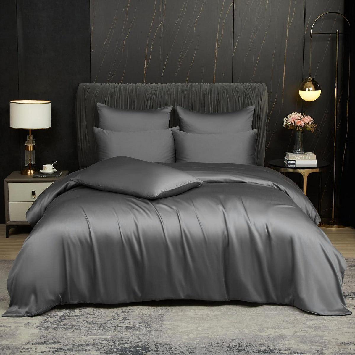 Bambus Bettwäsche Set 200x220 cm Grau | Atmungsaktiv & Kühlend