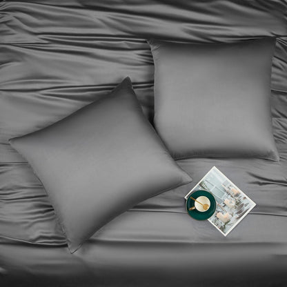 Bambus Bettwäsche Set 200x220 cm Grau | Atmungsaktiv & Kühlend