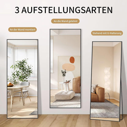 Großer Standspiegel Rechteckig 165x60cm mit Aluminiumrahmen
