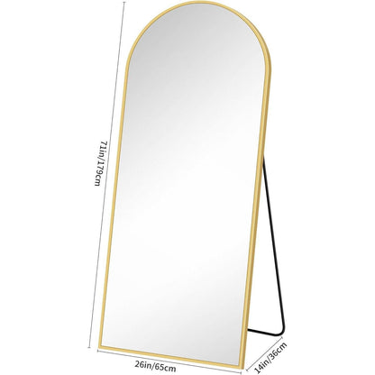 Großer Gewölbter Standspiegel mit Goldrahmen – 180 x 66 cm