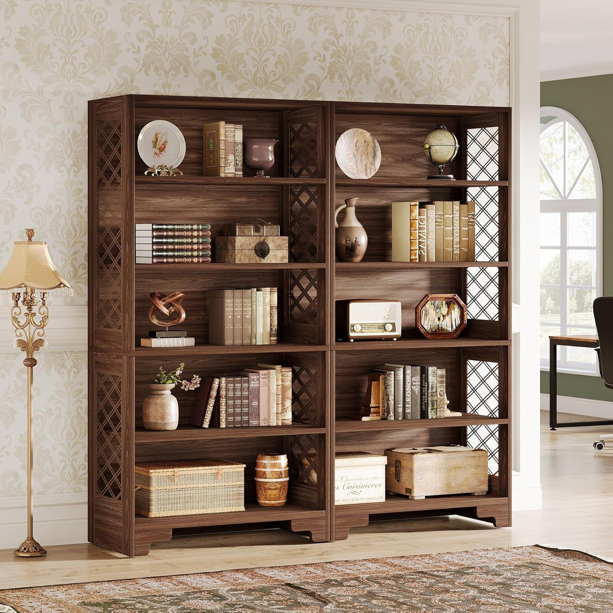 Vintage Bücherregal 180cm – 6-Stöckiges Standregal Holz