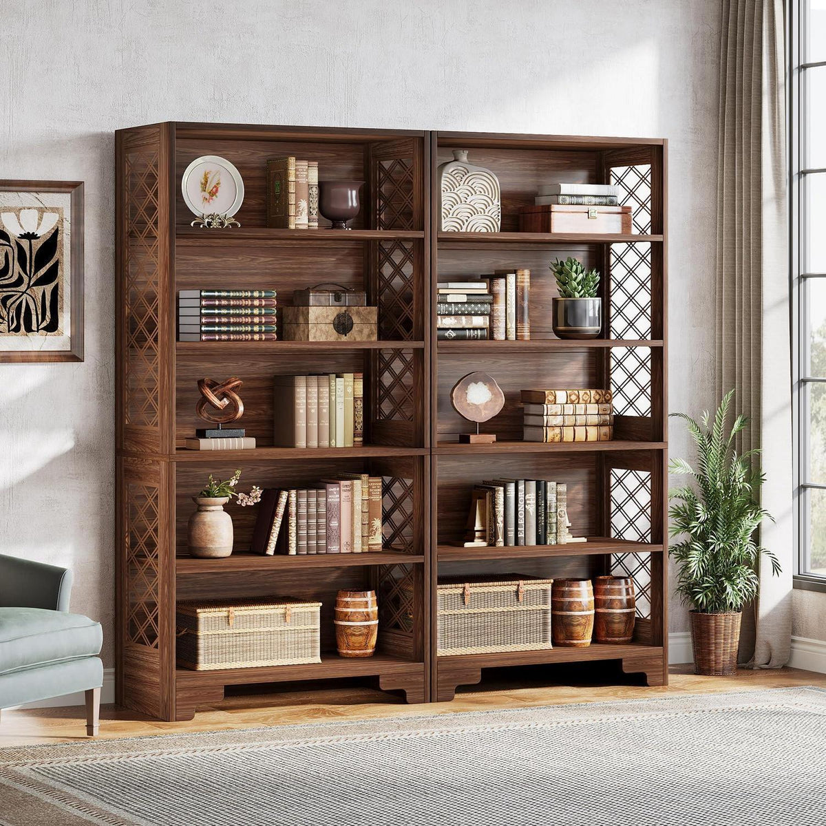 Vintage 6-Tier Bücherregal 180cm – Stehendes Regal für Wohnzimmer & Büro