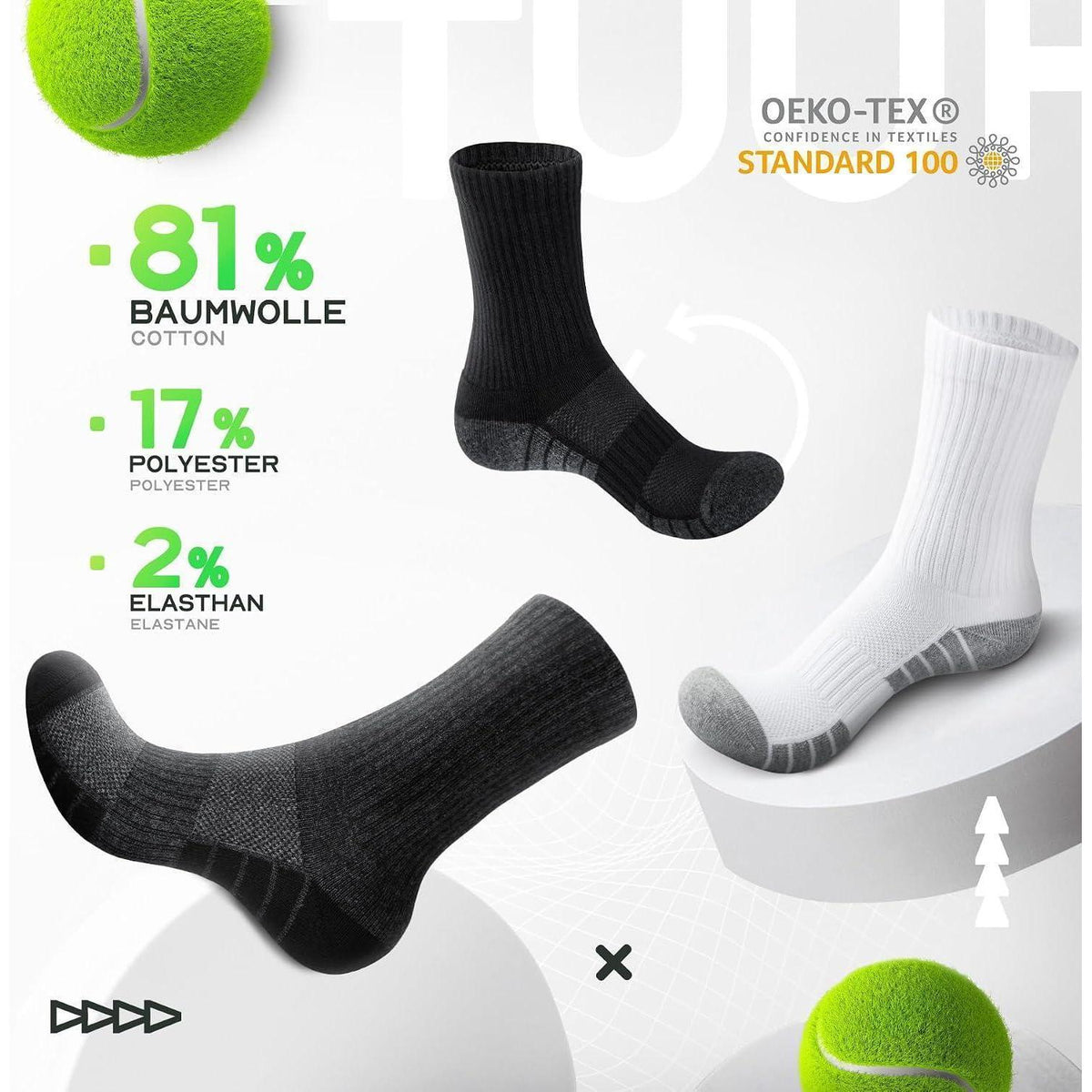 6 Paar Sportsocken Herren Damen – Atmungsaktiv & Komfortabel