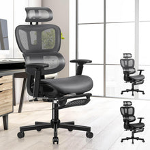 Ergonomischer Bürostuhl mit Kopfstütze und 180 kg Belastbarkeit - Grau