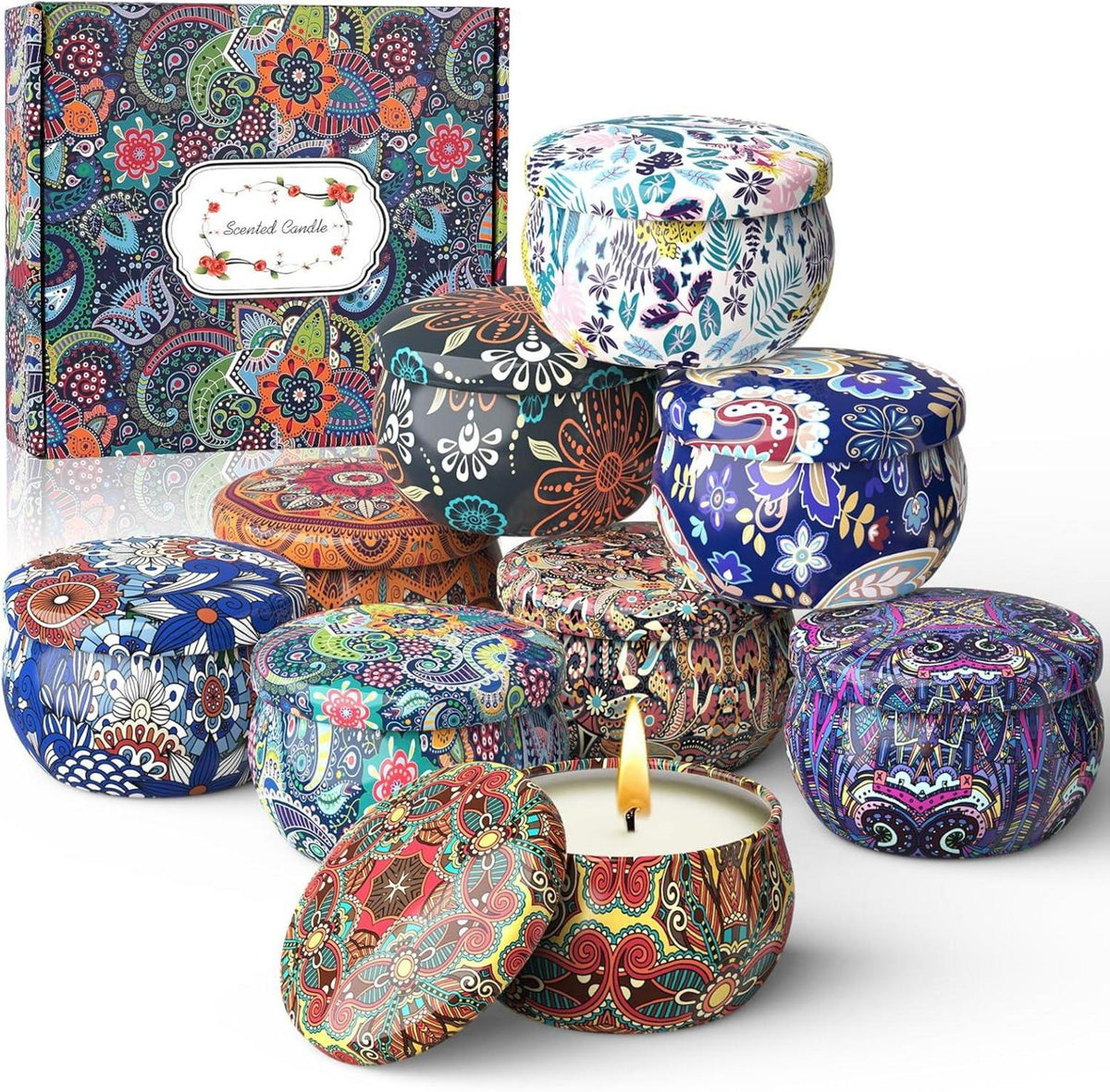 Duftkerzen Geschenkset 9er-Pack Sojawachs Aromatherapie Retro