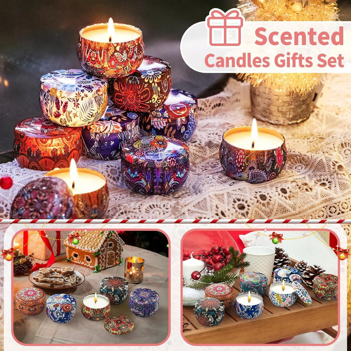 Duftkerzen Geschenkset für Frauen Sojawachs Kerzen Weihnachten