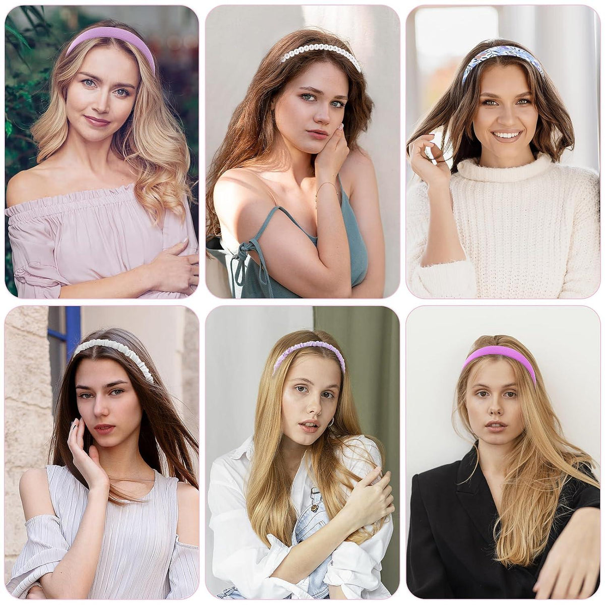 Modische Stirnbänder für Damen 7-teiliges Mädchen-Stirnband-Set Haarbänder-Set lila