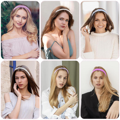 Modische Stirnbänder für Damen 7-teiliges Mädchen-Stirnband-Set Haarbänder-Set lila