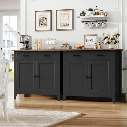 Küchenschrank mit Arbeitsplatte & Schubladen im Landhausstil Schwarz