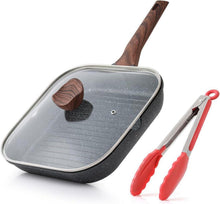 Antihaft-Grillpfanne mit Deckel 24 cm für Induktion Granitbeschichtung
