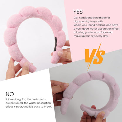 Schwamm-Stirnband für Damen Hautpflege und Make-up 2er Set Pink/Lila