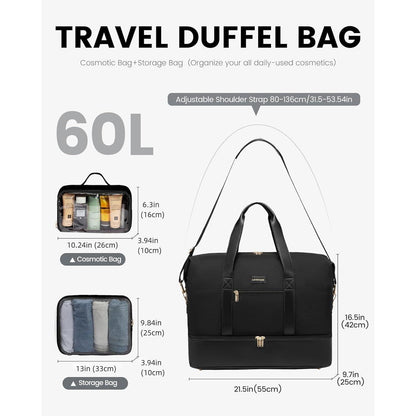 Reisetasche Damen Weekender mit Schuhfach & Nassfach, Handgepäck 60L