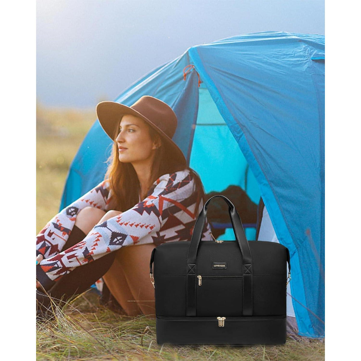 Reisetasche Damen Weekender mit Schuhfach & Nassfach, Handgepäck 60L