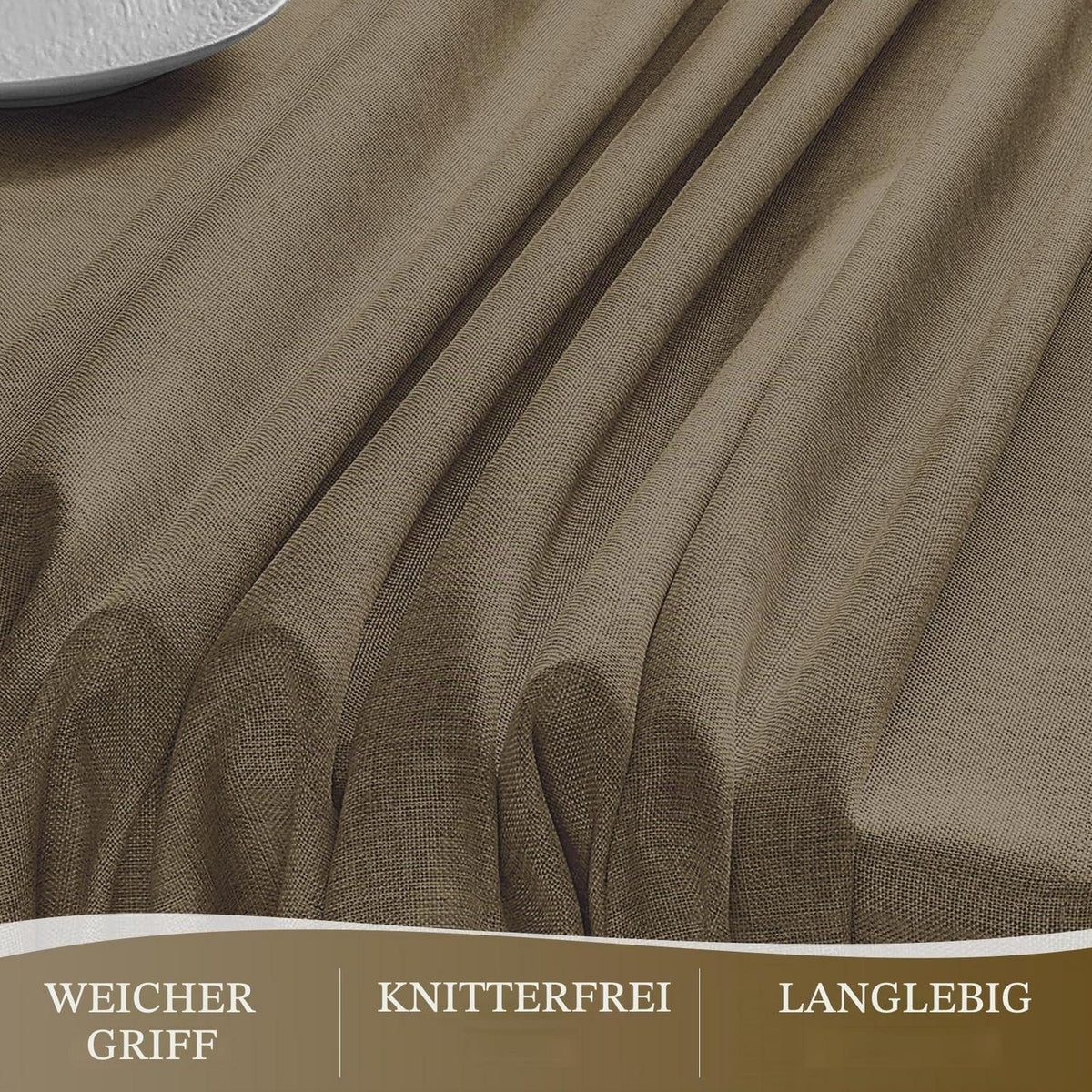 Abwaschbare Tischdecke Leinenoptik 240x140 cm Beige Braun