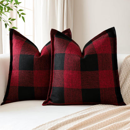2x Kissenbezug Buffalo Plaid Schwarz Rot 40x40cm