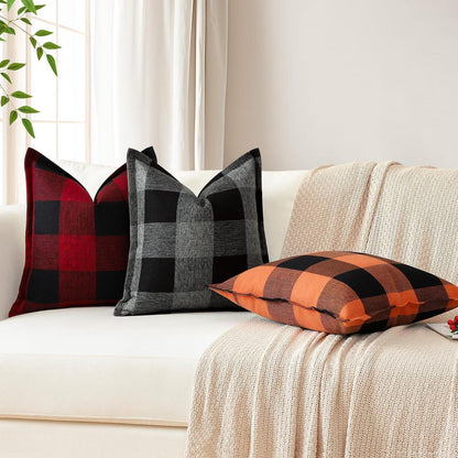 2x Kissenbezug Buffalo Plaid Schwarz Rot 40x40cm