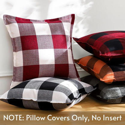 2x Kissenbezug Buffalo Plaid Schwarz Rot 40x40cm