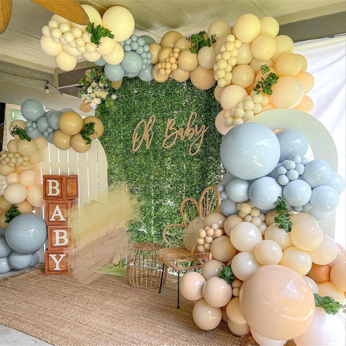 Luftballon Set Salbeigrün Gelb Blau 60 Stück 12 Zoll Latex Helium für Party Deko