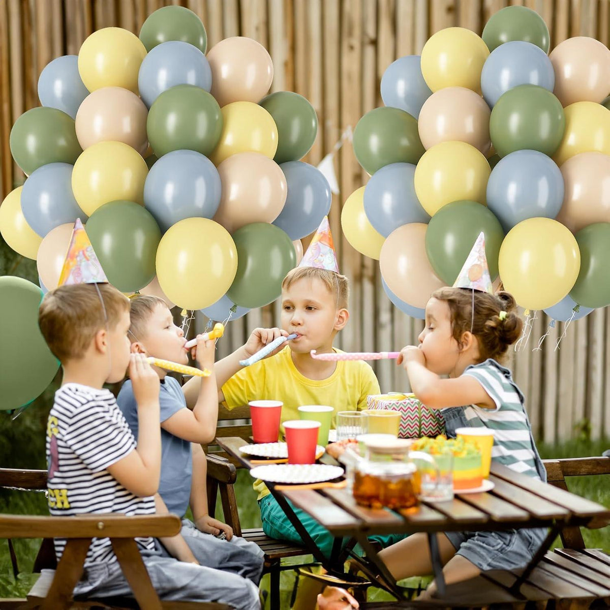 Lufballon Set Salbeigrün Gelb Blau 60 Stk 12 Zoll Latex Helium für