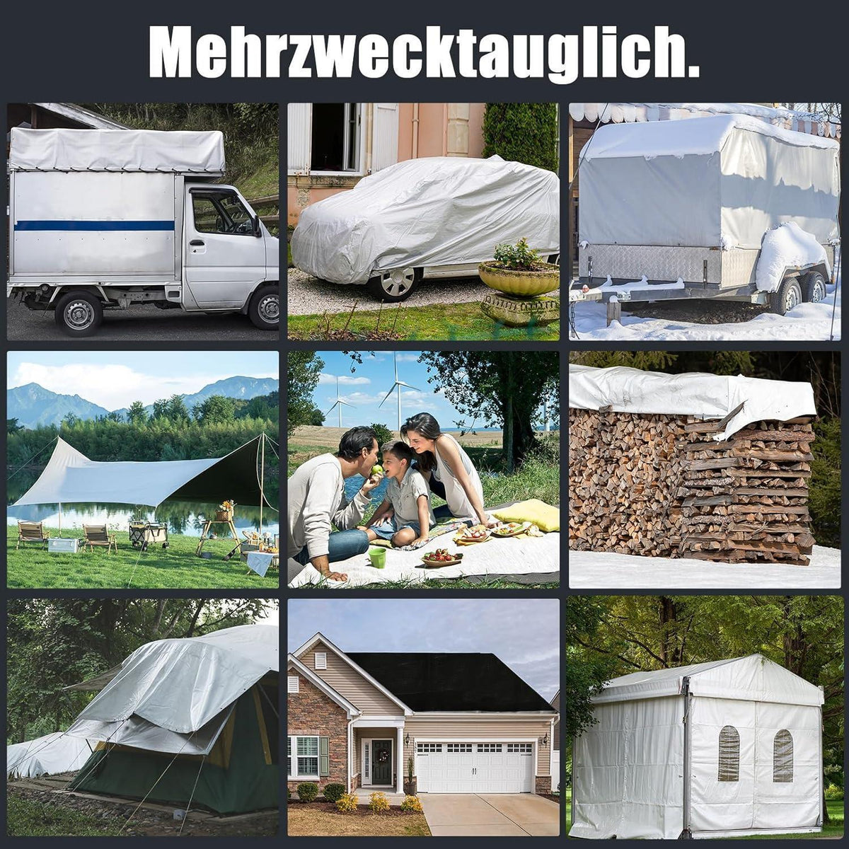 Abdeckplane 4x4m wasserdicht, reißfest & UV-stabil für Garten & mehr