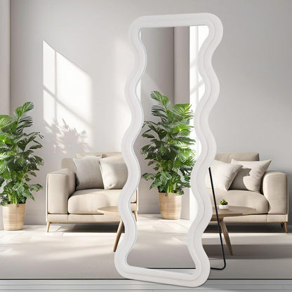 Ganzkörperspiegel 160x60cm mit Ständer & gewelltem Rahmen