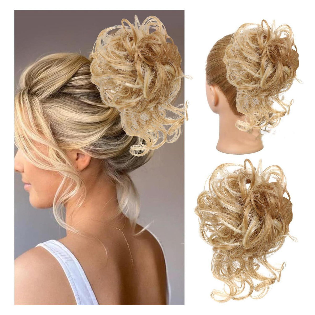 Welliges Haarknoten-Haarteil mit Gummiband – Pferdeschwanz