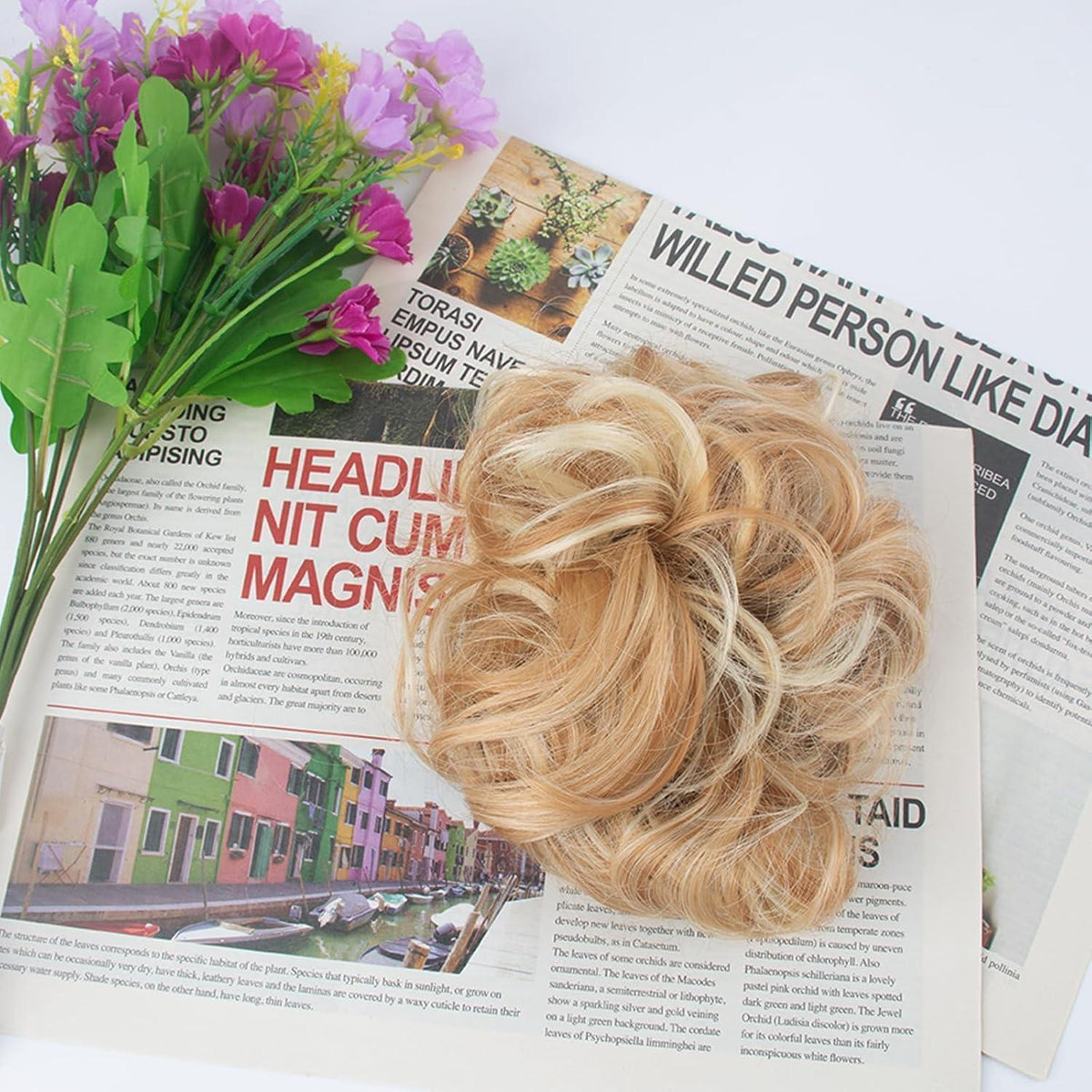 Welliges Haarknoten-Haarteil mit Gummiband – Pferdeschwanz