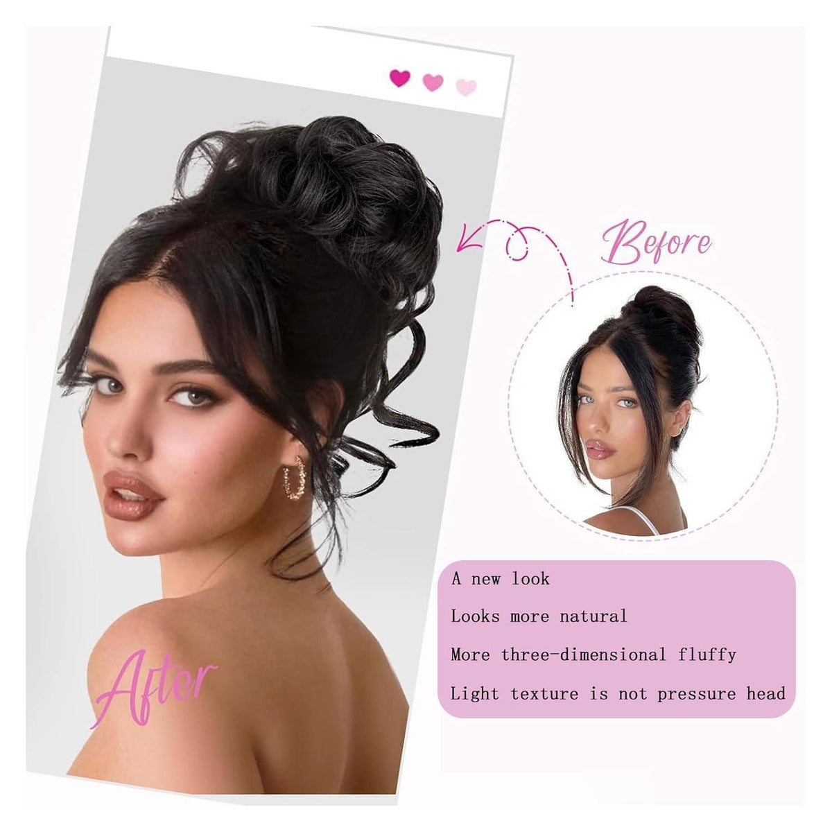 Welliges Haarknoten-Haarteil mit Gummiband – Pferdeschwanz