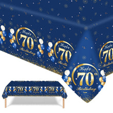 Tischdecke 70 Geburtstag – 2er Set Partydeko Blau Gold
