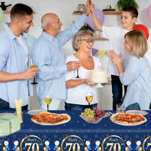 Tischdecke 70 Geburtstag – 2er Set Partydeko Blau Gold