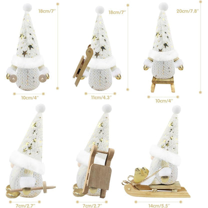 3er Set Weihnachtswichtel – Skandinavische Deko Figuren Weiß & Gold