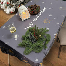Weihnachts Tischdecke Dunkelgrau 150x300cm Wasserabweisend mit Schneeflocken