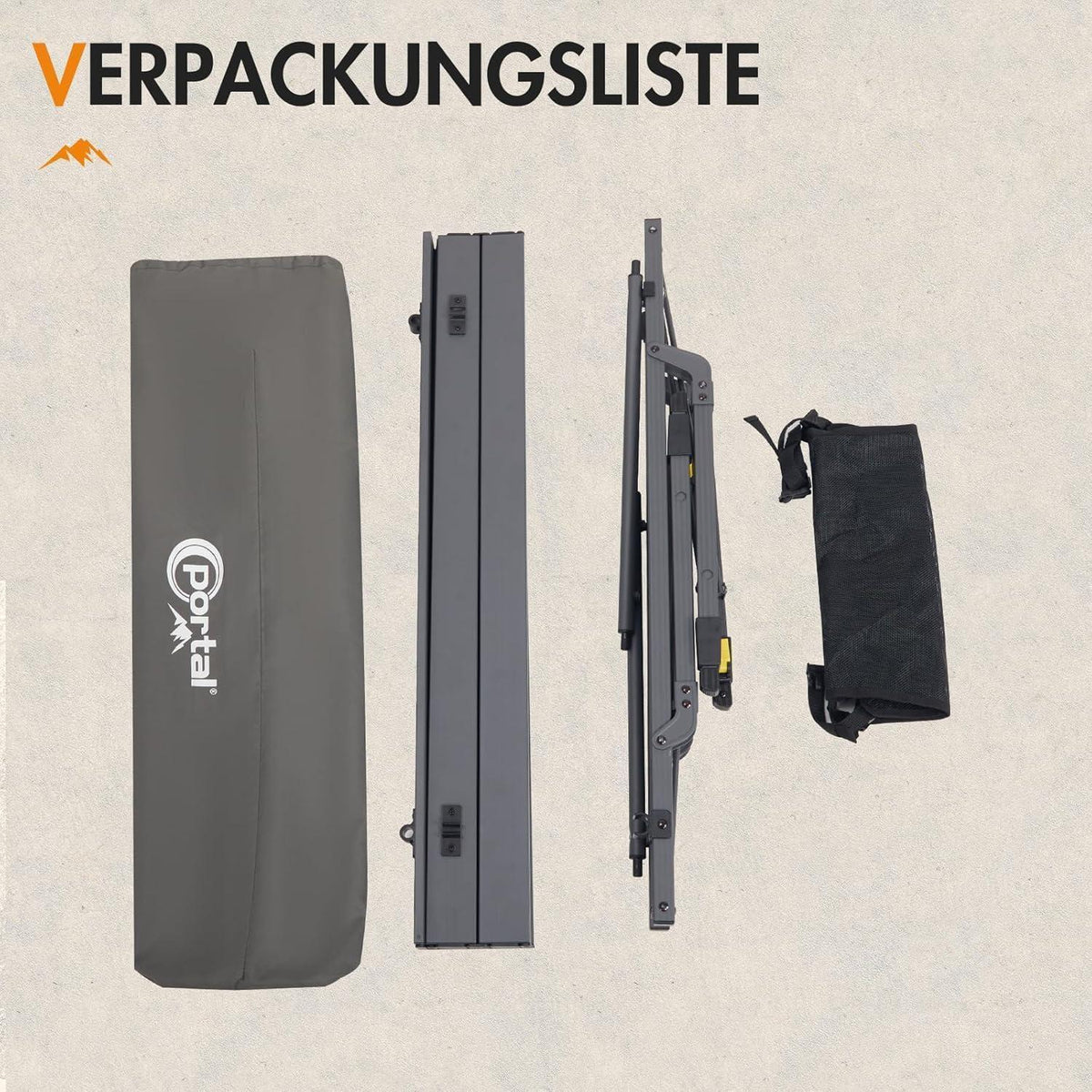 Faltbarer Campingtisch Aluminium höhenverstellbar 90x53cm Grau