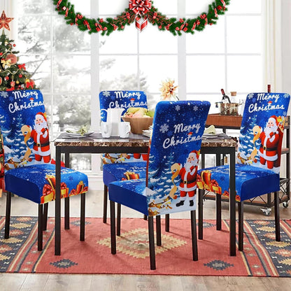 Stretch Stuhlhussen 6er Set | Weihnachten | Blau | Esszimmer & Party