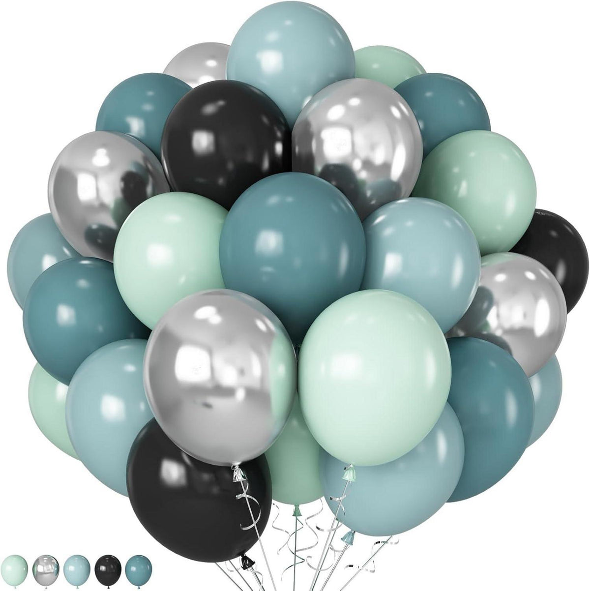 Luftballon Set Grün Blau Schwarz 60 Stück 12 Zoll Helium Ballon Jungen