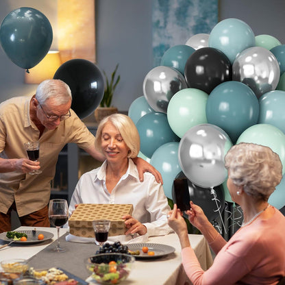 HILAVO 60 Stück 12 Zoll Ballons Grün Blau Schwarz Rennauto Rennwagen Helium
