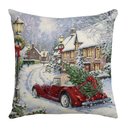 4 Weihnachtskissenbezüge 45x45cm Leinen Winterdeko