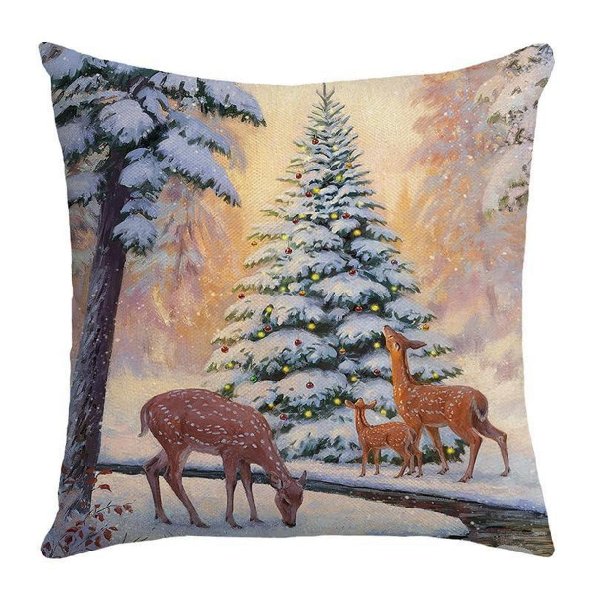 4 Weihnachtskissenbezüge 45x45cm Leinen Winterdeko